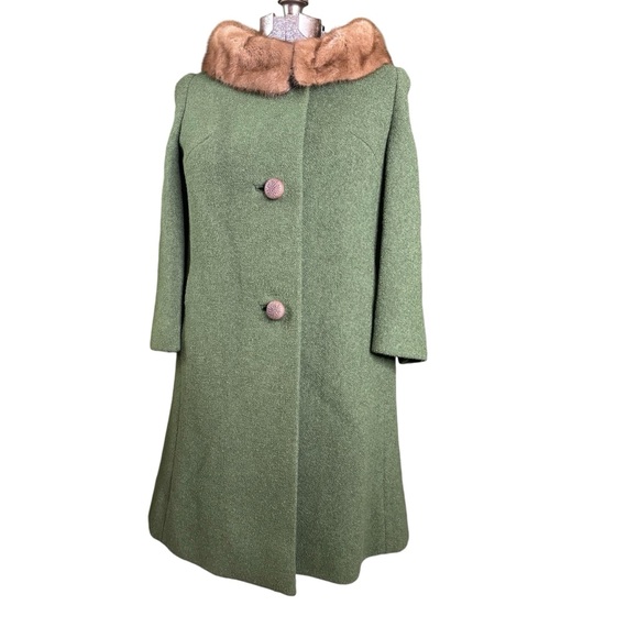 Vintage forstman frizelda MCM retro boucle fern green coat S - Picture 2 of 16